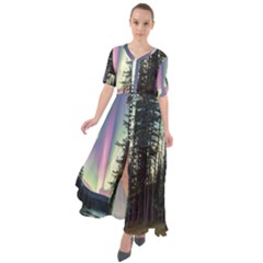 Northern Lights Aurora Borealis Waist Tie Boho Maxi Dress