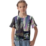 Northern Lights Aurora Borealis Kids  Cuff Sleeve Scrunch Bottom T-Shirt