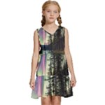 Northern Lights Aurora Borealis Kids  Sleeveless Tiered Mini Dress