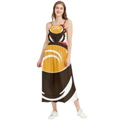Coffee Tea Cappuccino Boho Sleeveless Summer Dress by uniart180623