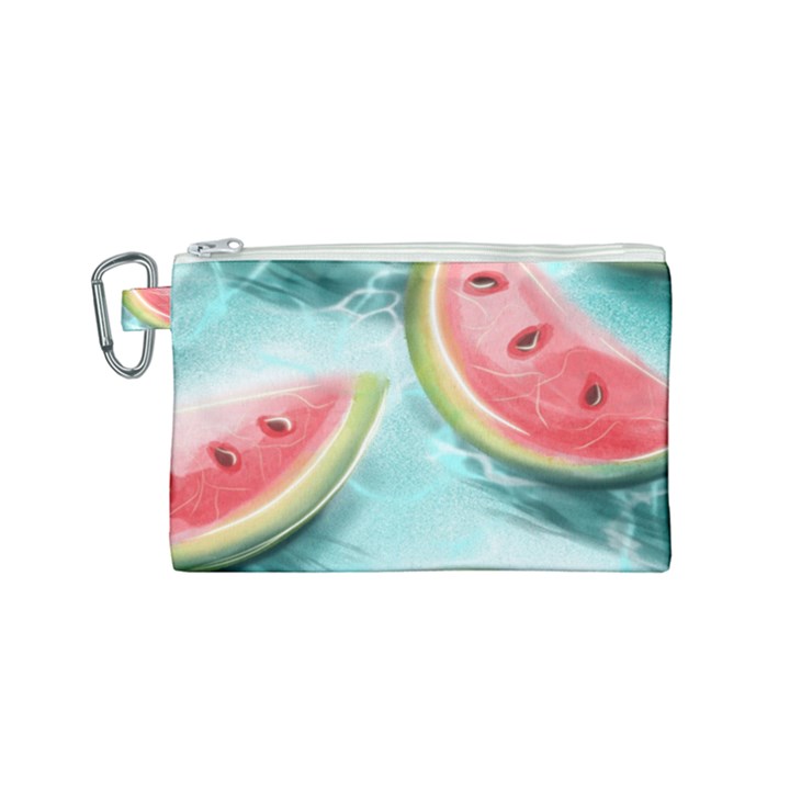 Watermelon Fruit Juicy Summer Heat Canvas Cosmetic Bag (Small)