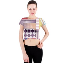 Abstract Shapes Colors Gradient Crew Neck Crop Top by pakminggu