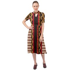 Textile Pattern Abstract Fabric Keyhole Neckline Chiffon Dress by pakminggu