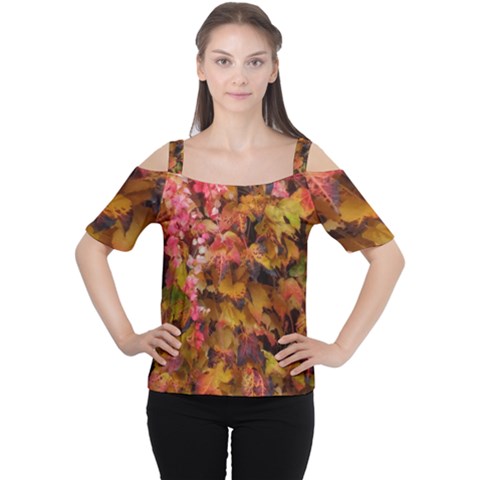 Red And Yellow Ivy  Cutout Shoulder T-shirt by okhismakingart