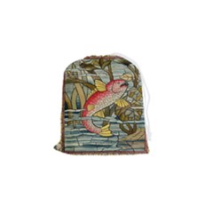 Fish Underwater Cubism Mosaic Drawstring Pouch (small) by Bedest
