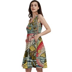 Fish Underwater Cubism Mosaic Sleeveless V-neck Skater Dress With Pockets by Bedest