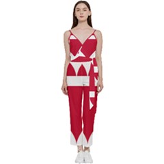 Heart-love-flag-denmark-red-cross V-neck Camisole Jumpsuit