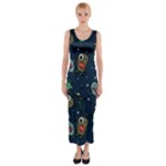 Monster Alien Pattern Seamless Background Fitted Maxi Dress