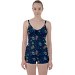 Monster Alien Pattern Seamless Background Tie Front Two Piece Tankini