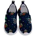 Monster Alien Pattern Seamless Background Kids  Velcro No Lace Shoes