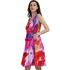 Colorful-100 Sleeveless V-neck Skater Dress With Pockets by nateshop