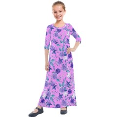 Violet-02 Kids  Quarter Sleeve Maxi Dress by nateshop