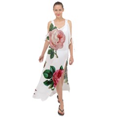 Roses-white Maxi Chiffon Cover Up Dress by nateshop