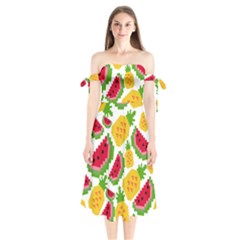 Watermelon -12 Shoulder Tie Bardot Midi Dress by nateshop