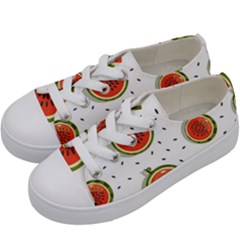 Seamless Background Pattern With Watermelon Slices Kids  Low Top Canvas Sneakers by pakminggu