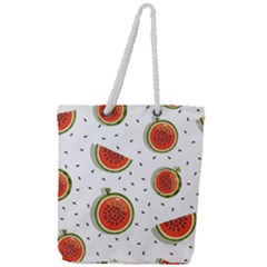 Seamless Background Pattern With Watermelon Slices Full Print Rope Handle Tote (large) by pakminggu