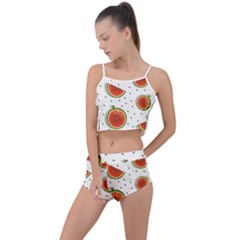 Seamless Background Pattern With Watermelon Slices Summer Cropped Co-ord Set