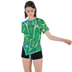 Golf Course Par Golf Course Green Asymmetrical Short Sleeve Sports T-shirt by Cowasu