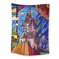 Beauty Stained Glass Castle Building Medium Tapestry by Cowasu