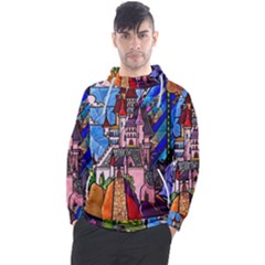 Beauty Stained Glass Castle Building Men s Pullover Hoodie by Cowasu