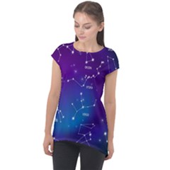 Realistic Night Sky With Constellations Cap Sleeve High Low Top by Cowasu