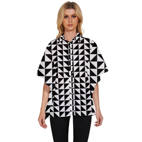 Optical-illusion-illusion-black Women s Batwing Button Up Shirt by Bedest