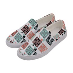 Mint Black Coral Heart Paisley Women s Canvas Slip Ons by Bedest