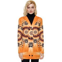 Abstract-kaleidoscope-colorful Button Up Hooded Coat 