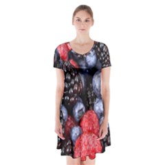 Berries-01 Short Sleeve V-neck Flare Dress by nateshop