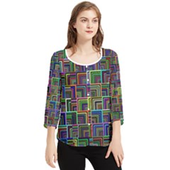 Wallpaper-background-colorful Chiffon Quarter Sleeve Blouse by Bedest