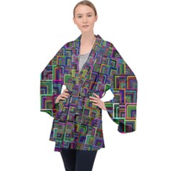 Wallpaper-background-colorful Long Sleeve Velvet Kimono  by Bedest