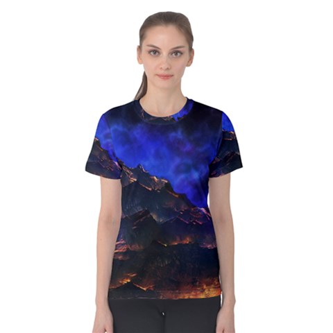 Landscape-sci-fi-alien-world Women s Cotton T-shirt by Bedest
