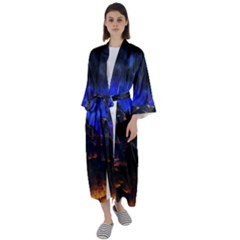 Landscape-sci-fi-alien-world Maxi Satin Kimono by Bedest