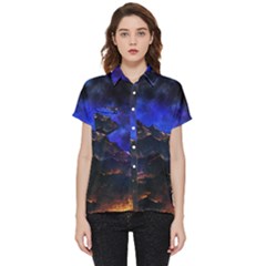 Landscape-sci-fi-alien-world Short Sleeve Pocket Shirt by Bedest