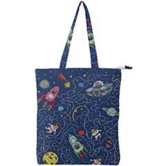 Cat-cosmos-cosmonaut-rocket Double Zip Up Tote Bag by pakminggu