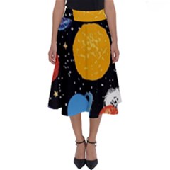 Circle Illustration Space Art Cute Pattern Perfect Length Midi Skirt by pakminggu