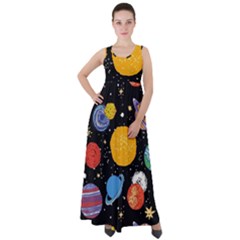 Circle Illustration Space Art Cute Pattern Empire Waist Velour Maxi Dress