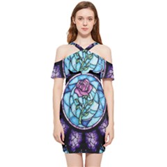 Cathedral Rosette Stained Glass Beauty And The Beast Shoulder Frill Bodycon Summer Dress by Cowasu