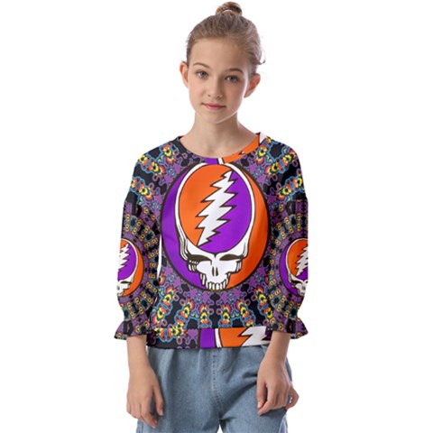 Gratefuldead Grateful Dead Pattern Kids  Cuff Sleeve Top by Cowasu