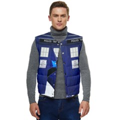 Tardis-doctor-who Men s Button Up Puffer Vest	 by Cowasu