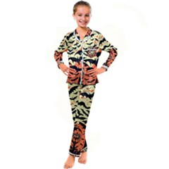 Bat Pattern Kids  Satin Long Sleeve Pajamas Set by Valentinaart