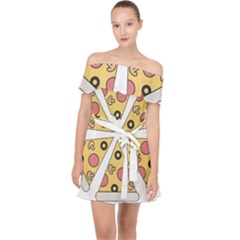 Pizza-slice-food-italian Off Shoulder Chiffon Dress by Cowasu