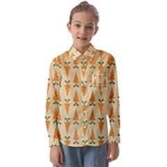 Patter-carrot-pattern-carrot-print Kids  Long Sleeve Shirt by Cowasu