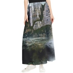 Sea-island-castle-landscape Maxi Chiffon Skirt by Cowasu