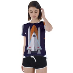 Rocket-space-universe-spaceship Short Sleeve Open Back T-shirt by Cowasu