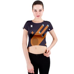 Meteor-meteorite-space-comet Crew Neck Crop Top by Cowasu