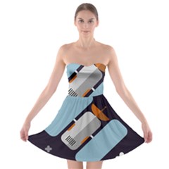 Satellite-machine-space-dark Strapless Bra Top Dress by Cowasu