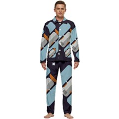 Satellite-machine-space-dark Men s Long Sleeve Velvet Pocket Pajamas Set by Cowasu