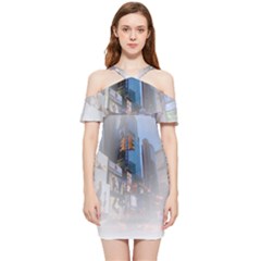 New York City Shoulder Frill Bodycon Summer Dress by Sarkoni