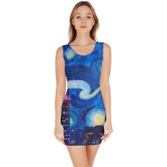 Starry Night In New York Van Gogh Manhattan Chrysler Building And Empire State Building Bodycon Dress by Sarkoni
